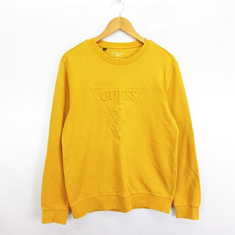 ゲス Guess トレーナー スウェット 長袖 クルーネック ロゴ コットン M イエロー Ekm メンズ 1 ベクトルパーク