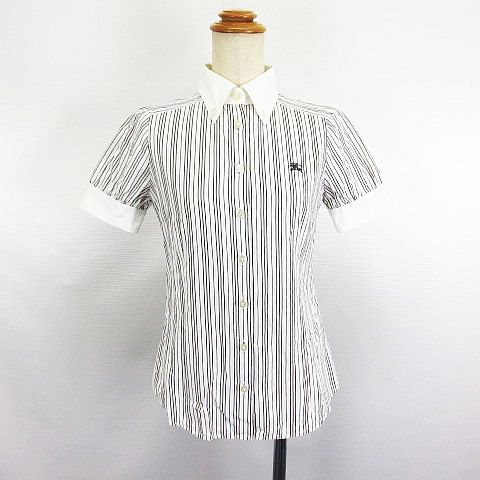 バーバリー　ストライプ　ロゴ　半袖　Tシャツ BURBERRY ストライプ五分袖Tシャツ 38 BURBERRY BLUE LABEL（Tシャツ