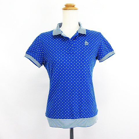 Munsingwear - 極美品 マンシングウェア 半袖 ポロシャツ M レディース ゴルフ 青 総柄 Munsingwear 公式 マンシングウェア 半袖 10年ポロシャツ