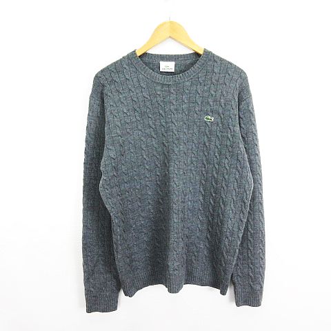 ラコステ LACOSTE ニット セーター 長袖 丸首 ケーブル編み ロゴ 
