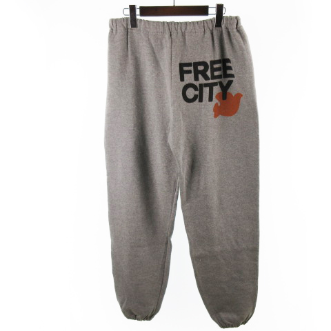 フリーシティ Free City ロゴプリント スウェットパンツ グレー コットン 裏起毛 L ボトムス メンズ 121 ベクトルパーク
