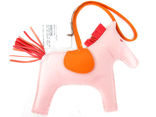 未使用品 エルメス HERMES ロデオ バッグ チャーム ローズ