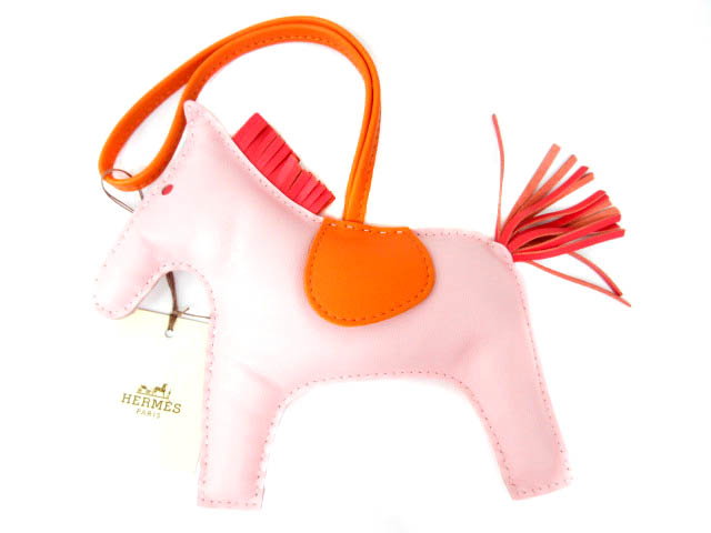 未使用品 エルメス HERMES ロデオ バッグ チャーム ローズ