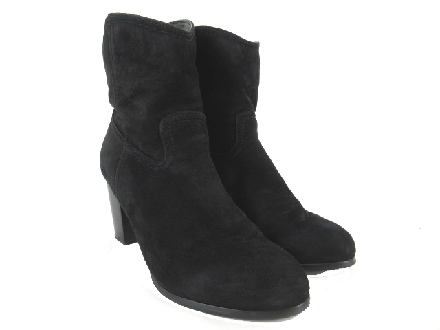 アンタイトル Untitled ショート ブーツ ヒール ヌバック レザー 黒 ブラック 24ｃｍ 靴 レディース 121 ベクトルパーク