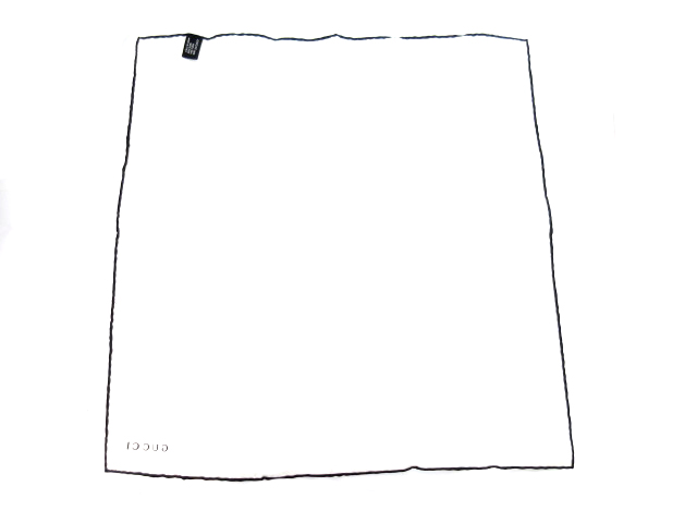 グッチ Gucci ハンカチ ポケットチーフ 黒 ブラック 白 ホワイト シルク 2410 小物 国内正規品 メンズ レディース 121 ベクトルパーク