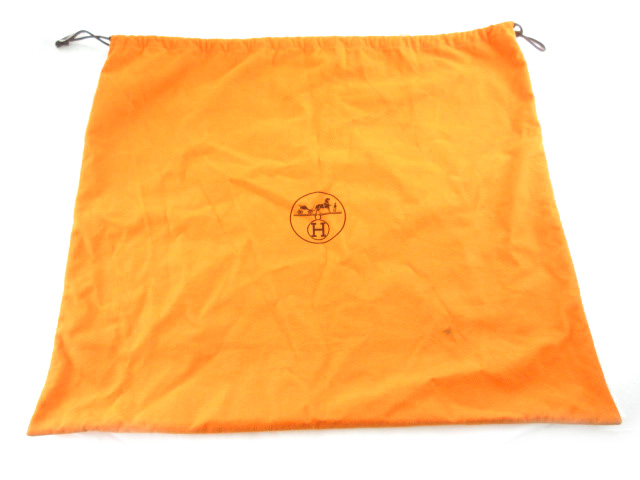 エルメス HERMES 保存袋 布袋 巾着 純正 60cm×53cm 布地 オレンジ