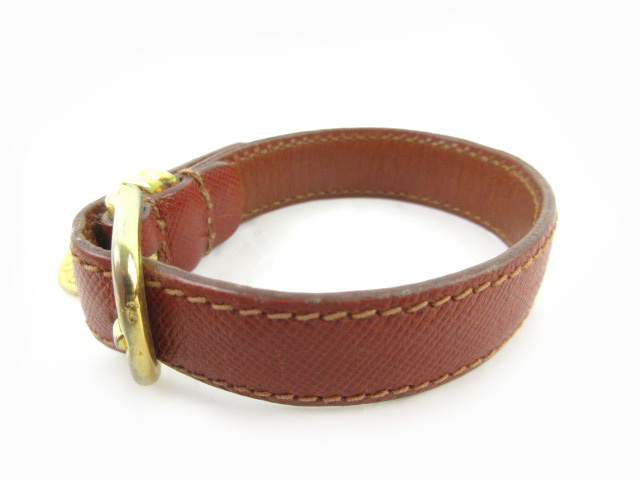 プラダ Prada ブレスレット レザー サフィアーノ ベルト ロゴ 茶 ブラウン ゴールド金具 アクセサリー 小物 メンズ レディース ユニセックス 121 ベクトルパーク