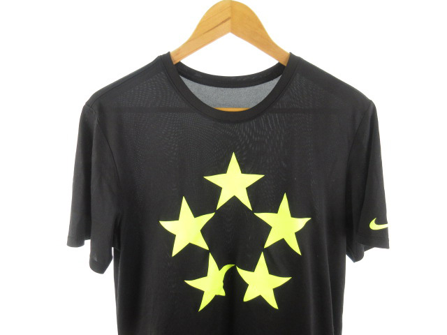 ナイキ Nike Tシャツ 半袖 星柄 スター スウォッシュ Dry Fit 黒 ブラック イエロー 黄色 コットン Xl トップス 美品 メンズ 121 ベクトルパーク