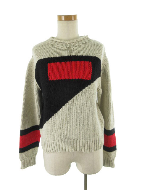 ディーゼル Diesel 長袖 ニット セーター 柄 アイボリー 黒 ブラック 赤 レッド コットン Xs 国内正規品 トップス レディース 121 ベクトルパーク