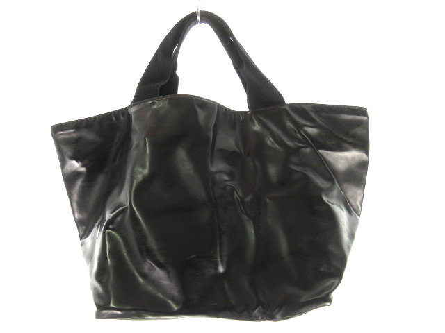 エルベシャプリエ Herve Chapelier ハンドバック 901 Ve 舟型 ヴェルニ ビニール 黒 オールブラック 38ｃｍ 21ｃｍ 鞄 フランス製 人気モデル メンズ レディース 121 ベクトルパーク