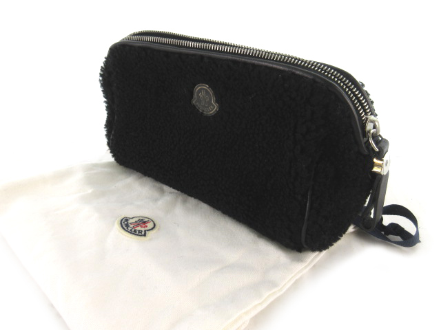 モンクレール MONCLER ポーチ セカンドバッグ クラッチ ロゴ ムートン 