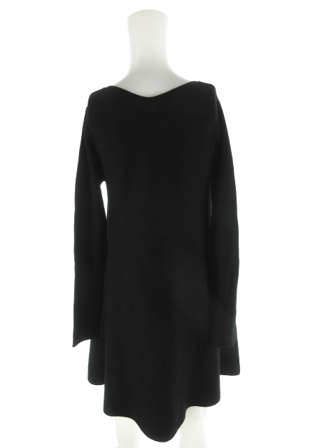 ステュディオス Studious ワンピース ロング 長袖 ニット Vネック フレアー 黒 ブラック ウール 無地 0 レディース 121 ベクトルパーク