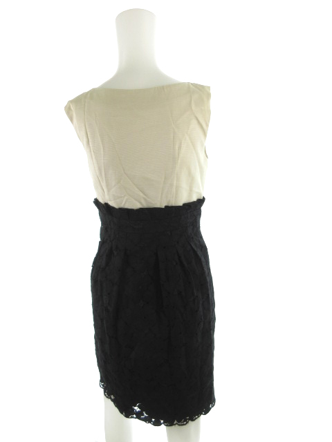 シップスリトルブラック Ships Little Black ワンピース ロング ノースリーブ 刺繍 レース 花柄 フラワー 黒 ブラック ベージュ M レディース 121 ベクトルパーク