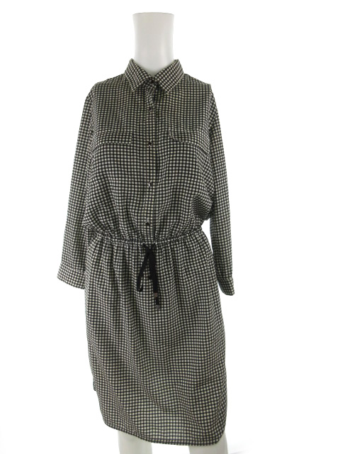 マルティニーク Martinique ワンピース ロング 長袖 ギンガムチェック柄 白 ホワイト 黒 ブラック レディース 121 ベクトルパーク