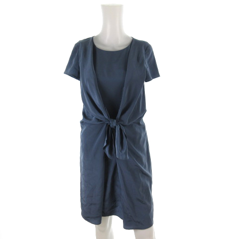 アナイ Anayi ワンピース ロング 半袖 フレアー リボン 青 ブルー系 ネイビー 36 レディース 121 ベクトルパーク