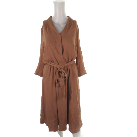 マイストラーダ Mystrada ワンピース ロング 長袖 フレアー Vネック ピンクベージュ系 38 レディース 121 ベクトルパーク