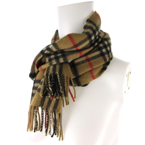 Burberry's チェック柄 カシミヤマフラー 約130cm x 30cm バーバリーズ Burberrys マフラー ノバチェック柄 ベージュ ブラック