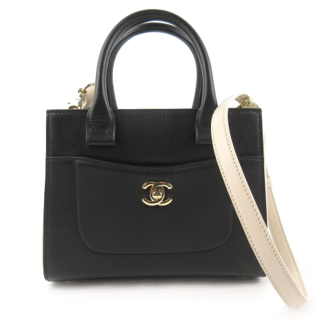 未使用品 シャネル Chanel ショルダーバッグ ハンドバッグ ミニ トート ネオ エグゼクティブ 2way A ブラック 黒 ライトベージュ 鞄 23番台 レディース 121 ベクトルパーク