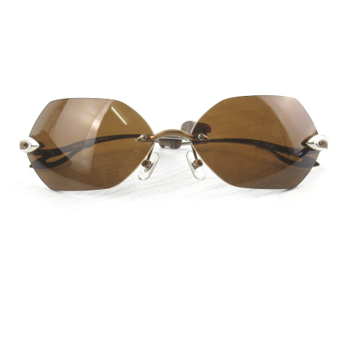 Darts ダーツ サングラス アイウェア メガネ 縁なし リムレス 耳掛け G74 茶 ブラウン ゴールド シルバー 付属品あり メンズ 121 ベクトルパーク