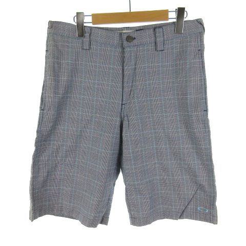 オークリー Oakley ショートパンツ ハーフ ショーツ チェック柄 ロゴ 刺繍 青 ブルー 紺 ネイビー コットン 32 ゴルフ ウエア メンズ 121 ベクトルパーク