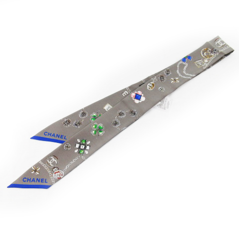 未使用品 シャネル CHANEL ツイリー スカーフ ロゴ アクセサリー柄