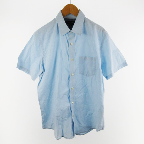 バナナリパブリック Banana Republic シャツ 半袖 ストライプ 水色 青 ブルー コットン M トップス メンズ 121 ベクトルパーク