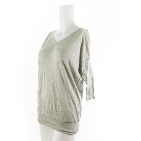ユナイテッドアローズ United Arrows 長袖 サマーニット カットソー 七分袖 Vネック グレーグリーン シルク 麻 リネン トップス レディース 121 ベクトルパーク