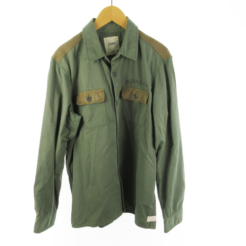 Roial ロイアル シャツ 長袖 ミリタリー 切替し コットン カーキ グリーン ブラウン M トップス メンズ 121 ベクトルパーク