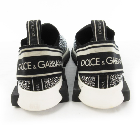 ドルチェ ガッバーナ ドルガバ Dolce Gabbana スニーカー Sorrento ソレント スワロ 装飾 ロゴ 黒 ブラック 白 ホワイト 41 26ｃｍ 靴 付属品あり メンズ 121 ベクトルパーク