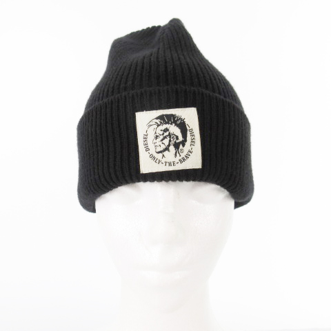 ディーゼル DIESEL ニットキャップ ニット帽 ビーニー ロゴ 帽子 黒