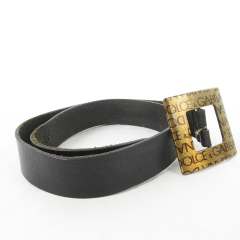 ドルチェ&ガッバーナゴールドスクエアバックルベルトメンズ