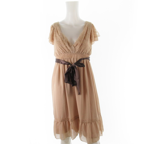 レストローズ L Est Rose ワンピース ロング 半袖 刺繍 レース フレアー ピンク ブラウン 2 レディース 121 ベクトルパーク