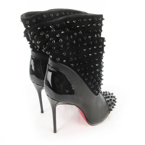 クリスチャンルブタン　スタッズ　ショートブーツ　ハイヒール　オープントゥ　黒 クリスチャンルブタン Christian louboutin ショートブーツ