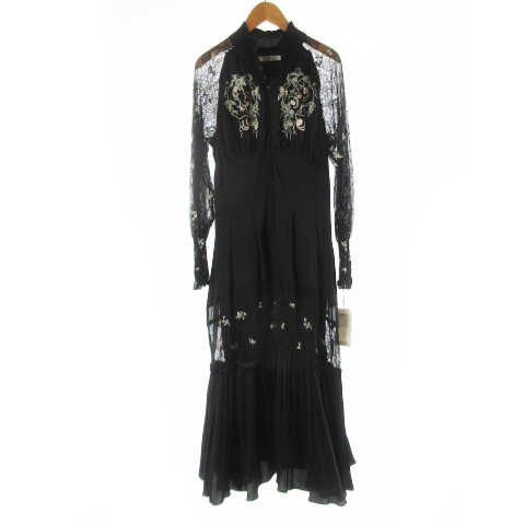 未使用品 スナイデル Snidel ワンピース ロング 長袖 エンブロイダリー 刺繍 レース Swf ブラック 黒 1 レディース 121 ベクトルパーク