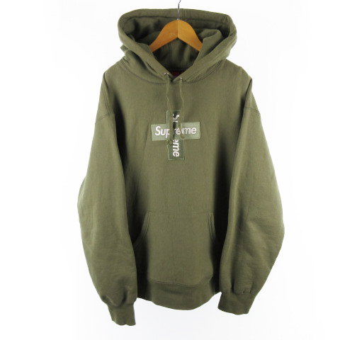 シュプリーム Supreme Cross Box Logo Hooded Sweatshirt クロスボックスロゴ スウェット パーカー オリーブ グリーン M 株 Supreme メンズ 121 ベクトルパーク