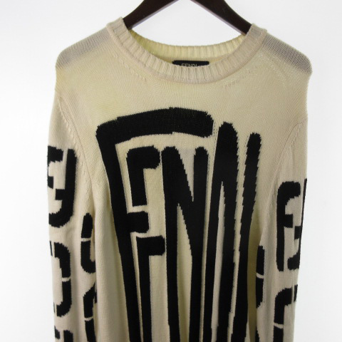 フェンディ FENDI 20AW セーター ニット ビッグロゴ FZY111 アイボリー  