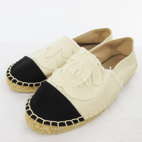 シャネル CHANEL エスパドリーユ スリッポン フラットシューズ ココ 