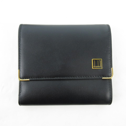 ダンヒル dunhill 3つ折り財布 ウォレット ロゴ ゴールド金具 黒 