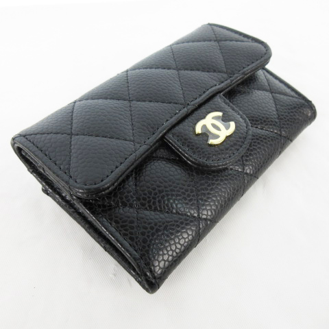 未使用品 シャネル CHANEL キャビアスキン カードケース 名刺入れ 