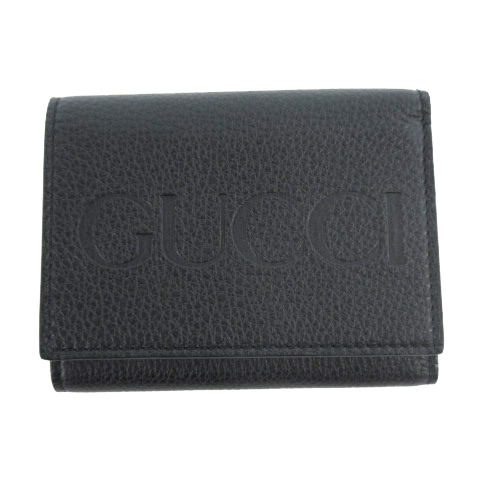 未使用品 グッチ GUCCI ロゴ ウォレット ミニ財布 コンパクト 3つ折り 