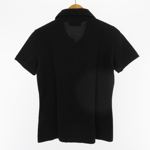 ラコステ LACOSTE ポロシャツ 半袖 黒ワニ ワッペン 黒 ブラック 36 