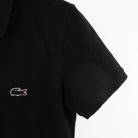 ラコステ LACOSTE ポロシャツ 半袖 黒ワニ ワッペン 黒 ブラック
