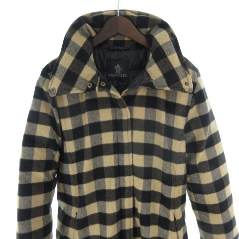 モンクレール MONCLER ダウンコート ロング チェック柄 ウール 