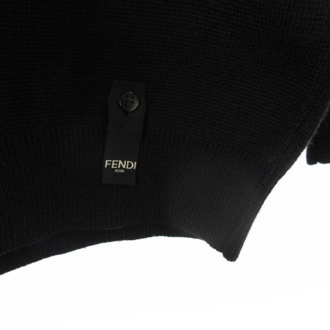 フェンディ FENDI セーター ニット 袖 ズッカ柄 ロゴ ウール FZY421 黒 