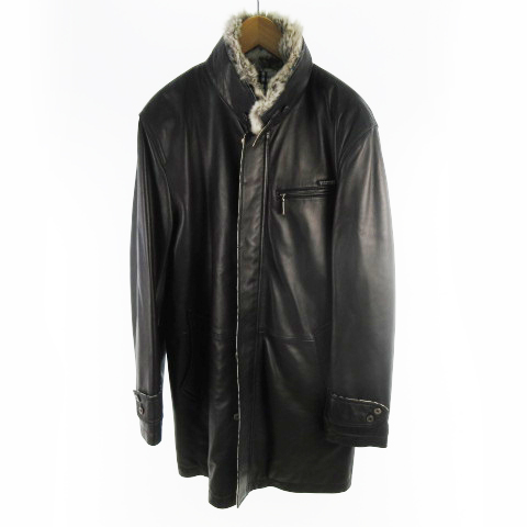 バーバリー BURBERRY ステンカラーコート ラビットファー M 黒