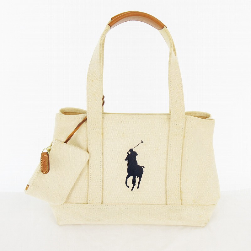 ラルフローレン トートバッグ ホワイト ビッグポニー刺繍 エースナンバー3 ラルフローレン トートバッグ ホワイト ビッグポニー刺繍 エース