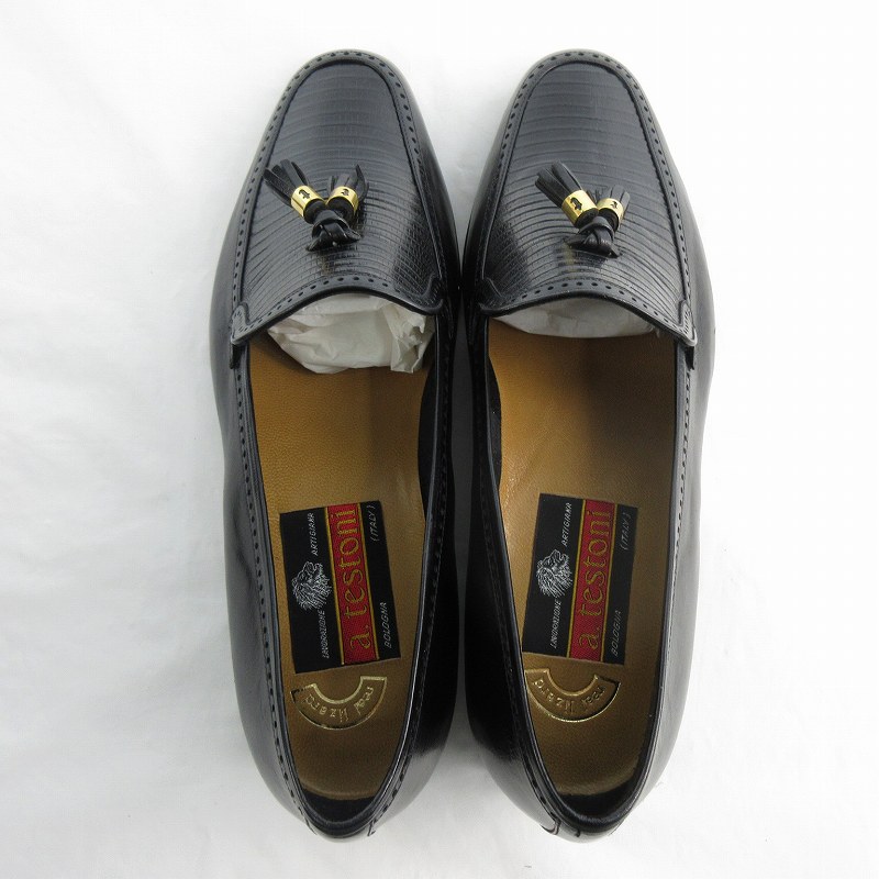新品同様 アテストーニ タッセルローファー ブラック 未使用品 ア・テストーニ a.testoni ローファー タッセル 黒 ブラック