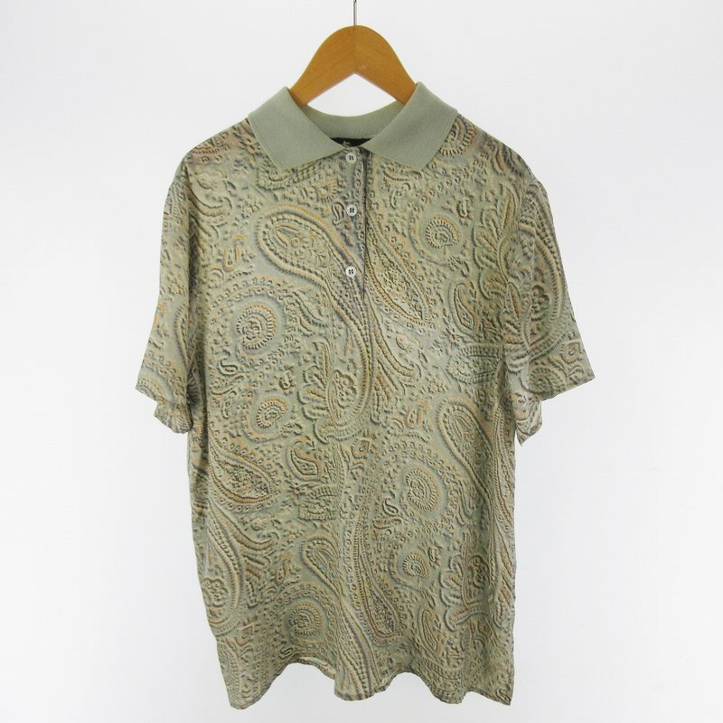エトロ【ETRO 】ポロシャツ 半袖 XL ETRO (エトロ) ワンポイント 柄ライン 半袖 ポロシャツ