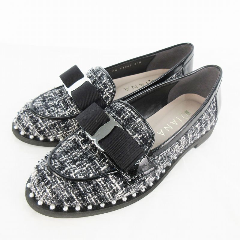 いっちゃんDIANA リボンパールローファー リボン ツイード 24cm いっちゃん様専用DIANA リボンパールローファー リボン ツイード 24cm