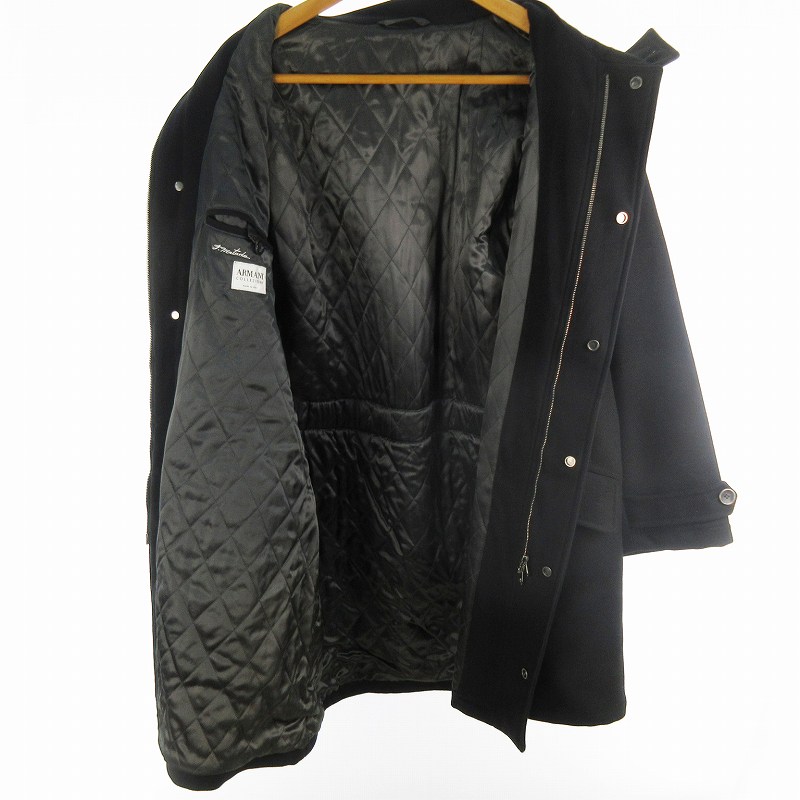 アルマーニコレツォーニ　メンズ　黒　コート　52 イタリア製　ヘリンボーン アルマーニコレツォーニ メンズ 黒 コート 52 イタリア製 ヘリンボーン